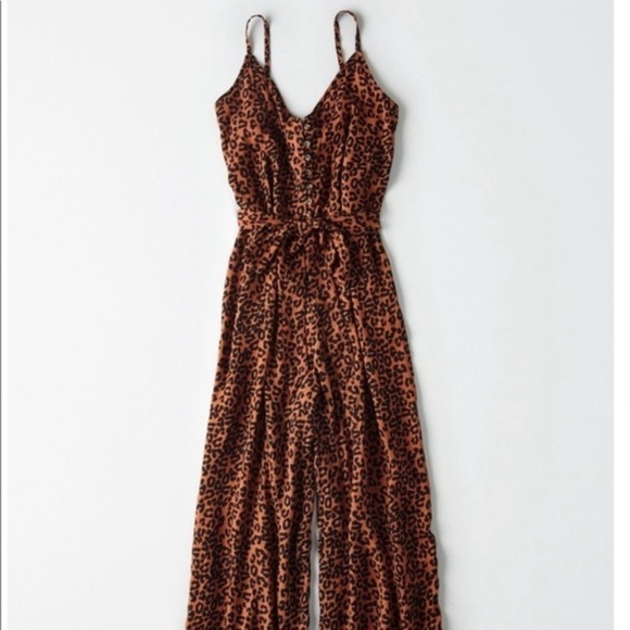 American Eagle Outfitters Leopard Animal Print Cropped Jumpsuit XS - Picture 4 of 15